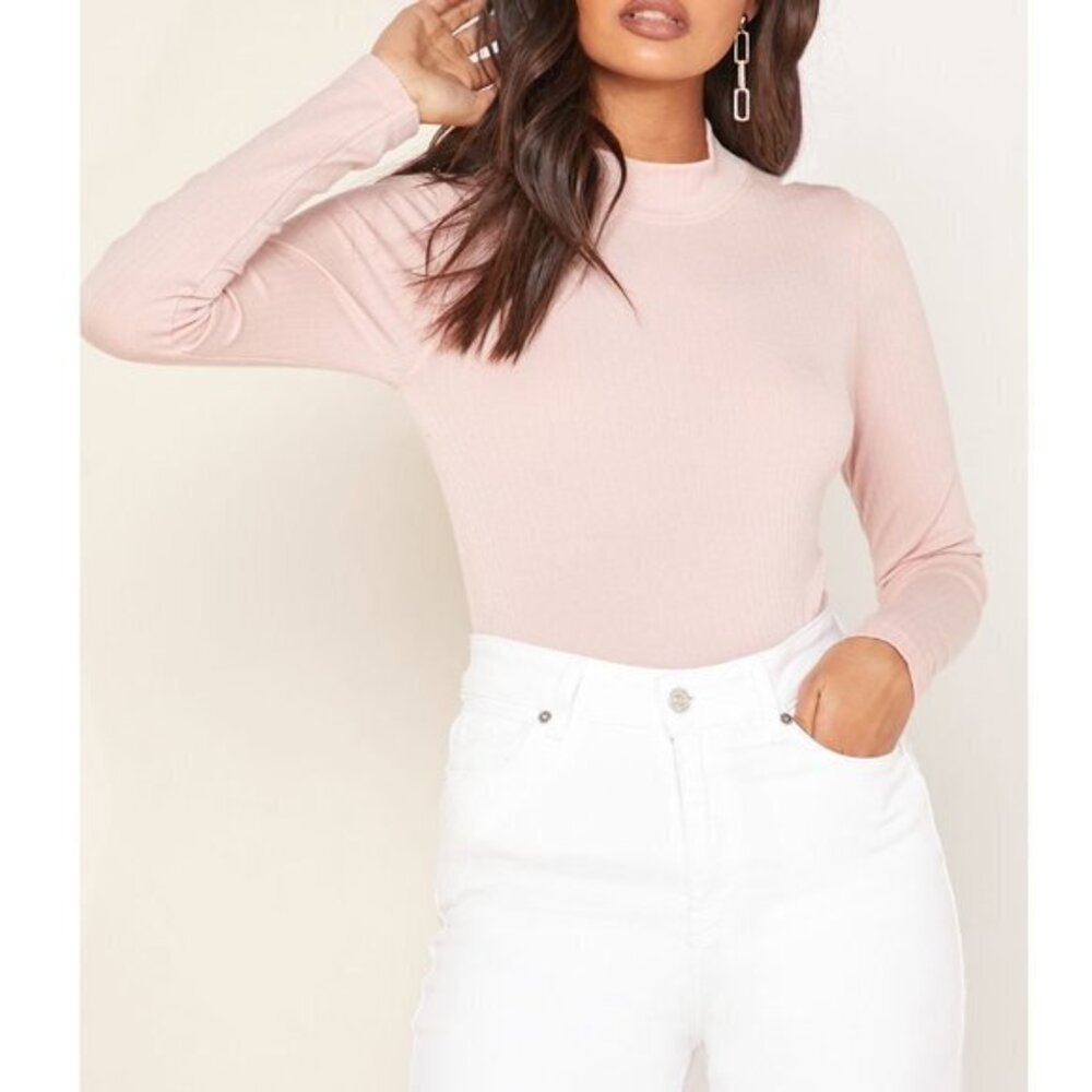 Free People Lindsey Mock Neck Ribbed Top. M/L